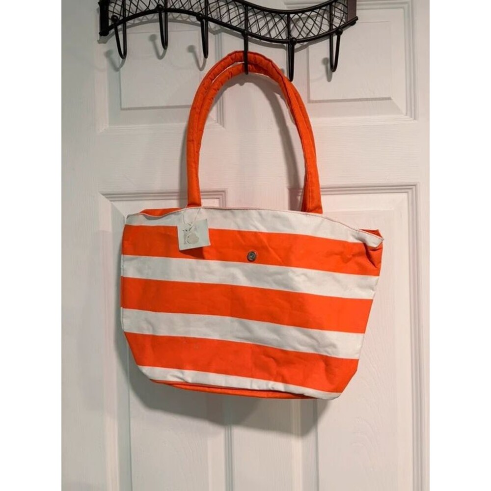 NWT Bold Striped Beach Bag orange and white